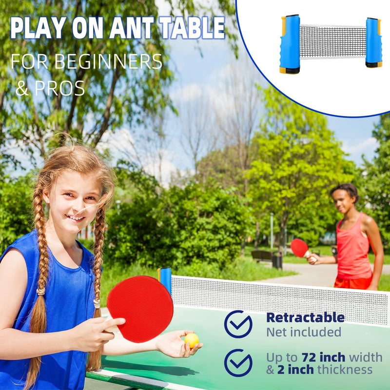 PROMFMOVE Ping Pong Paddles Set, Portable Table Tennis Paddles Set with Retractable Tennis Net, 2 Rackets, 6 Balls and Carry Bag for Indoor/Outdoor Games - Image 4
